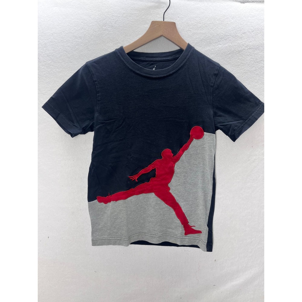 Jordan T-Shirt Kids Large Black  Jumpman Graphic Colorblock Tee 3312‎